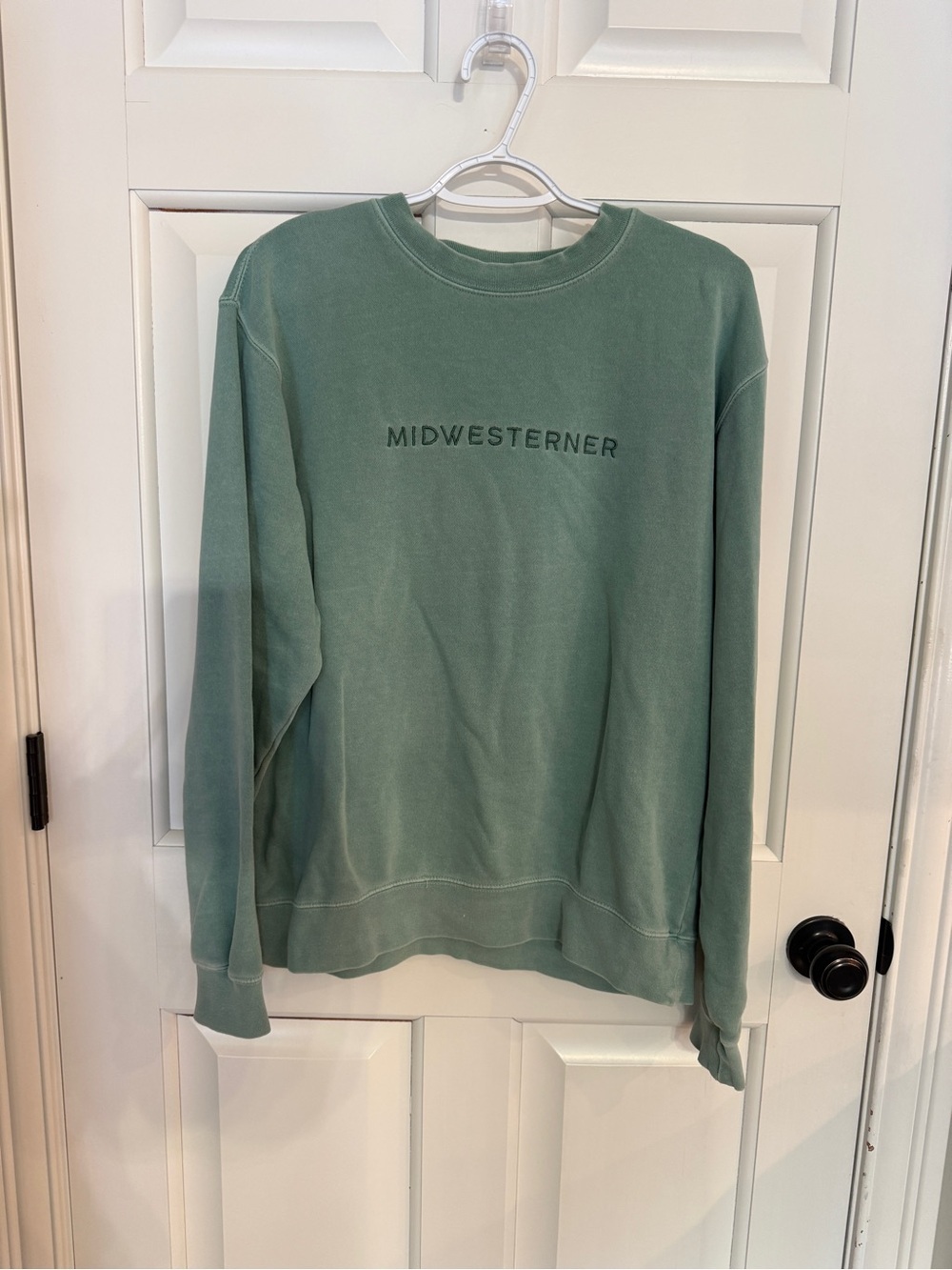 Jupmode Midwesterner Embroidered Crewneck Sweatshirt Sage Green 25417 - Picture 2 of 9